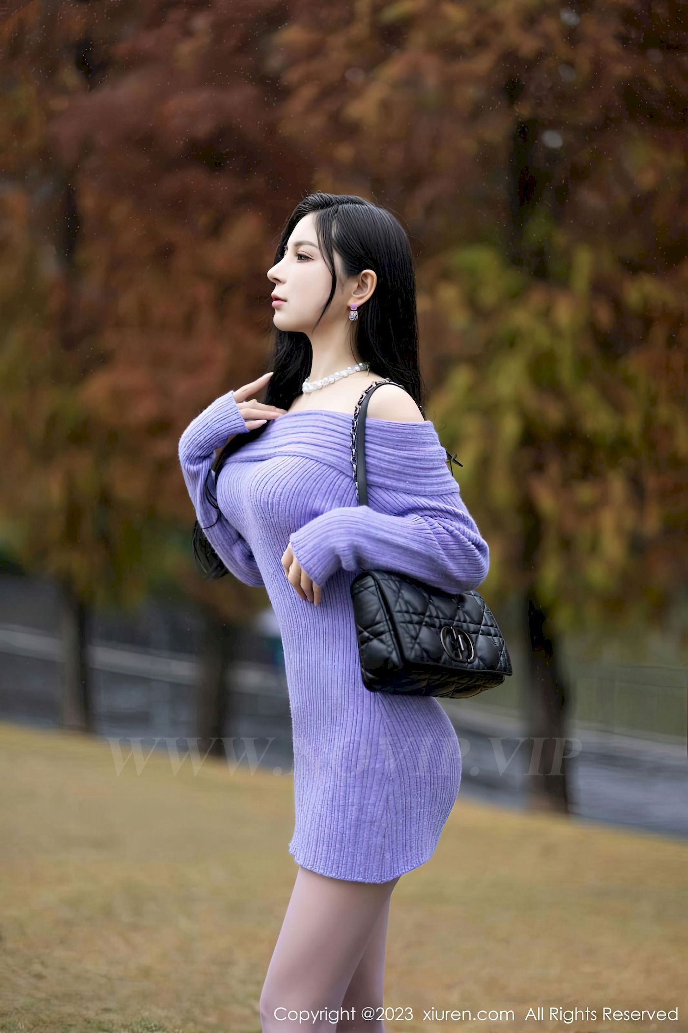 [XiuRen秀人网] No.6277 模特小蛮妖Yummy – 紫色长裙丝袜海南岛旅拍-瞬颜部落