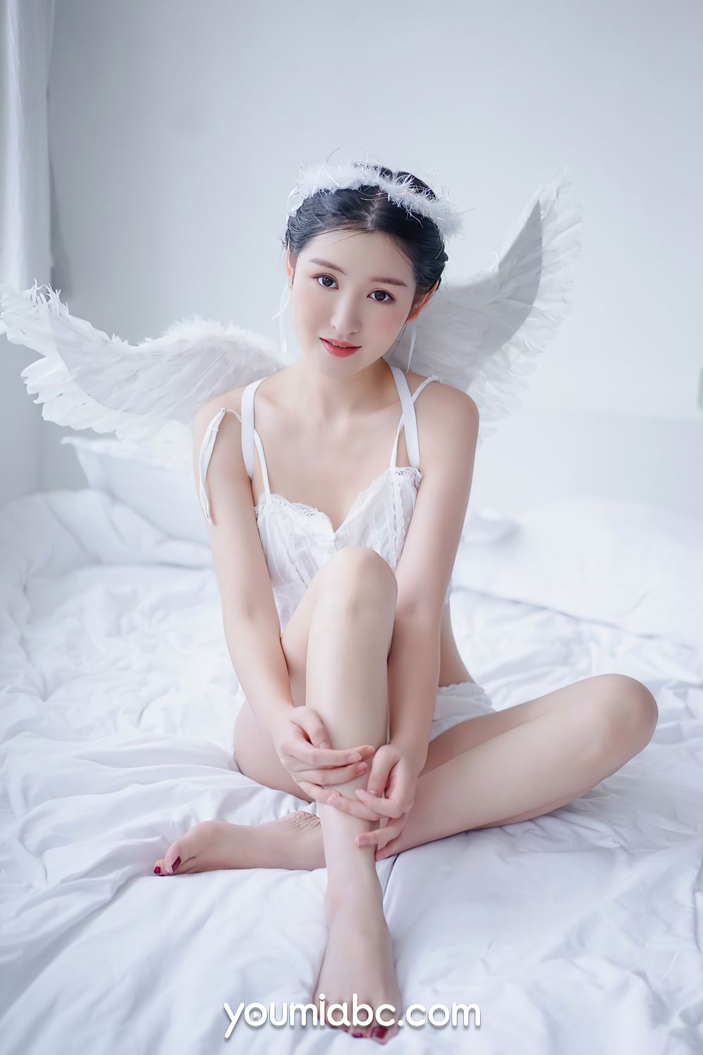 YOUMI尤美美女模特沈梦瑶修长美腿落凡天使主题性感写真-御萝部落-瞬颜部落