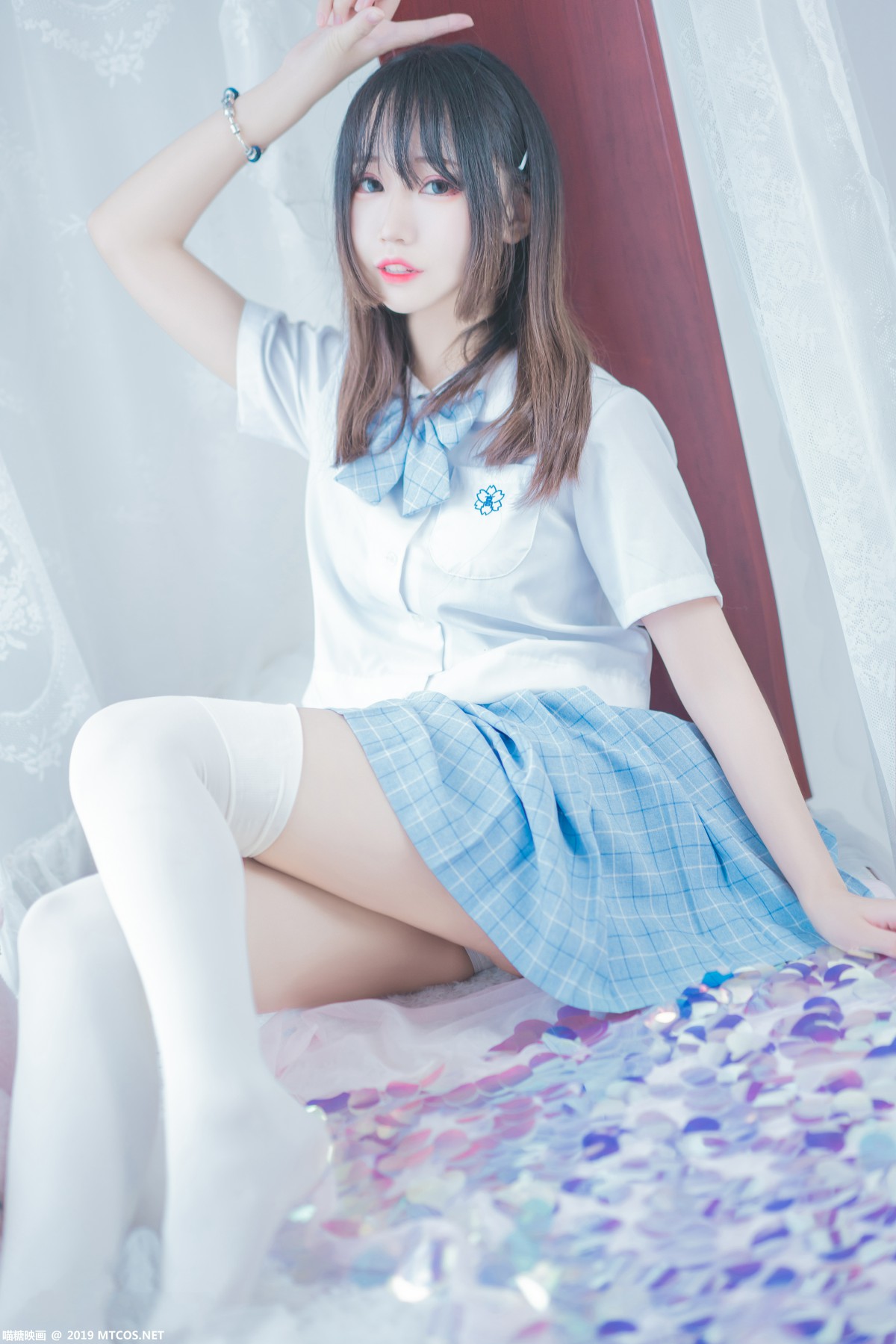 图片[33]-[喵糖映画]VOL.019 蓝白梦幻少女 – COSPLAY-瞬颜部落