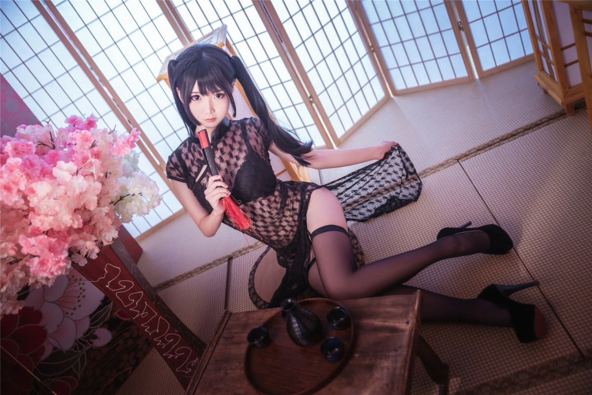 [Cosplay]面饼仙儿 – 黑丝情趣旗袍 – COSPLAY-瞬颜部落