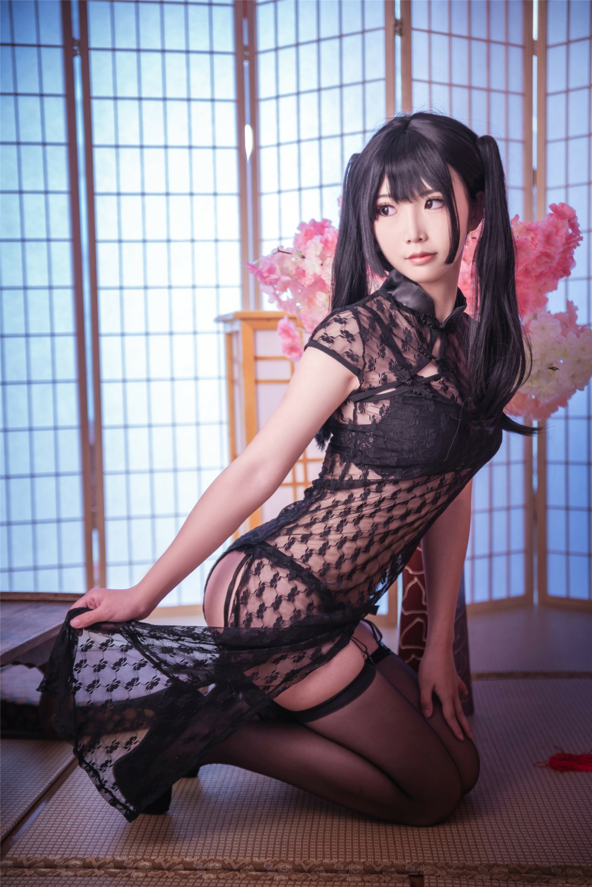 图片[12]-[Cosplay]面饼仙儿 – 黑丝情趣旗袍 – COSPLAY-瞬颜部落