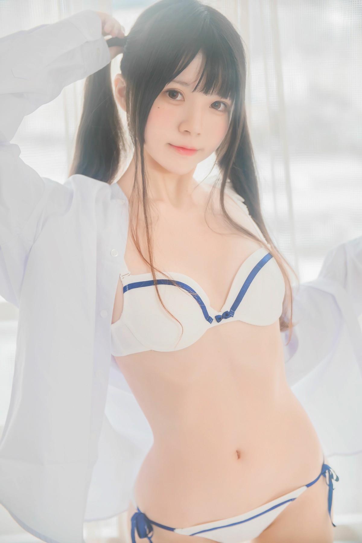 [桜桃喵]桜桃未熟-白衬衫双马尾 – COSPLAY-瞬颜部落