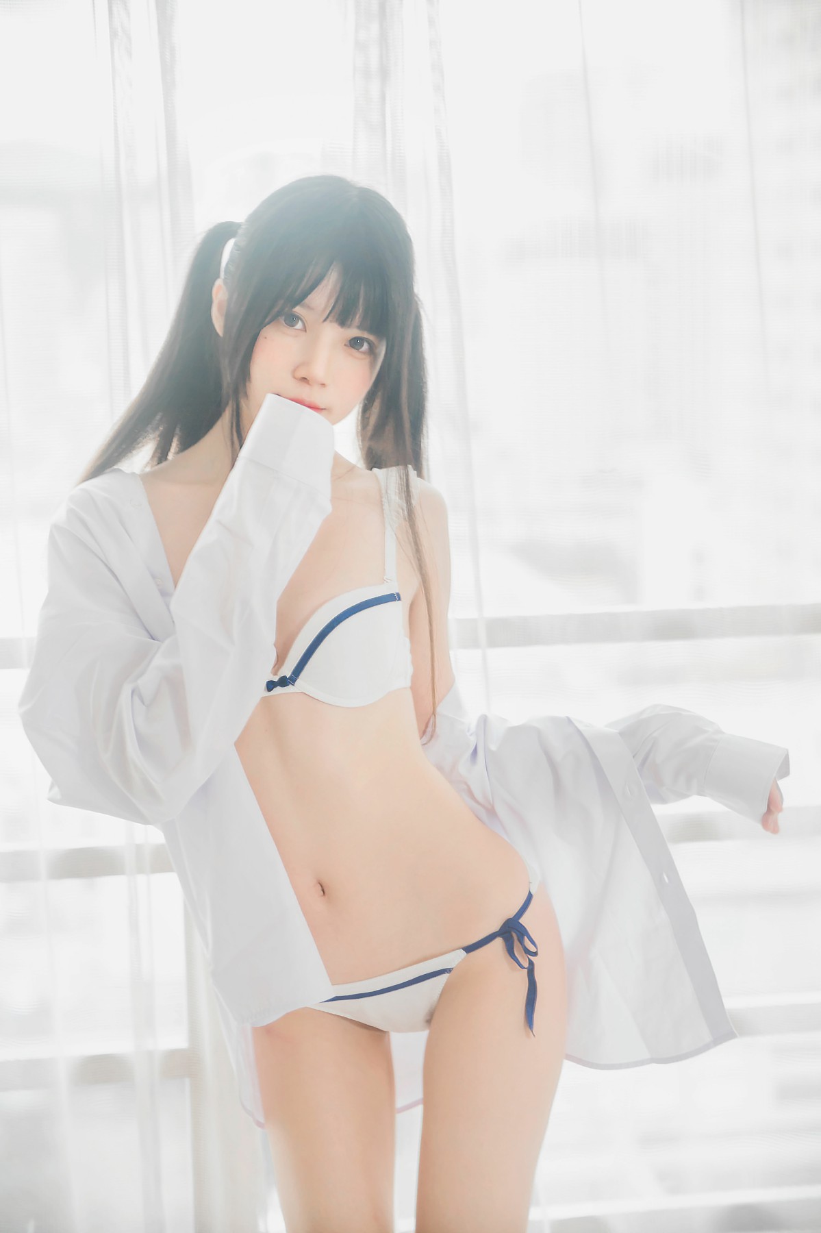 图片[3]-[桜桃喵]桜桃未熟-白衬衫双马尾 – COSPLAY-瞬颜部落